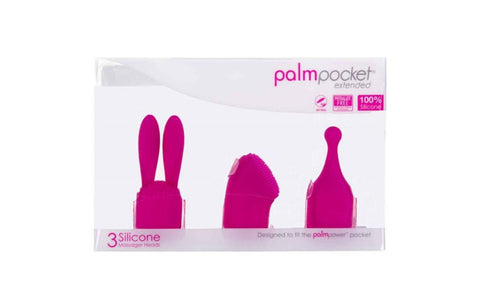 PalmPower Pocket Extended Silicone Massage Heads 3 Pc Set