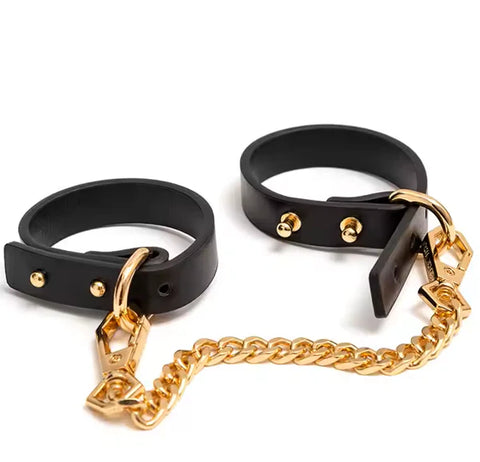 Black Leather Handcuffs