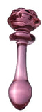 Pink Rose Glass Anal Plug