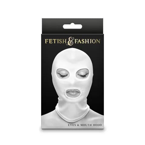 FETISH & FASHION EYES AND MOUTH HOOD WHITE