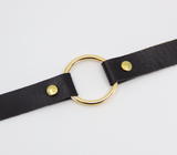 CHO027GLD BLACK CHOKER WITH GOLD RING