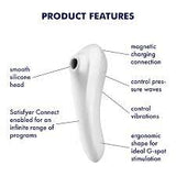 Satisfyer Dual Pleasure App Controlled Clitoral Air Pulse Stimulator And G-Spot Vibrator - white