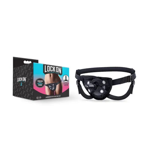 LOCK ON STRAP ON HARNESS - BLACK