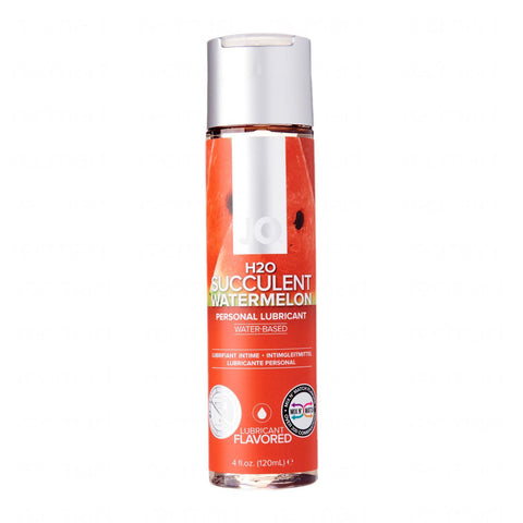System Jo H2O Flavoured Succulent Watermelon Water Based Personal Lubricant, Red, Succulent Watermelon, 120 milliliters, 4 oz