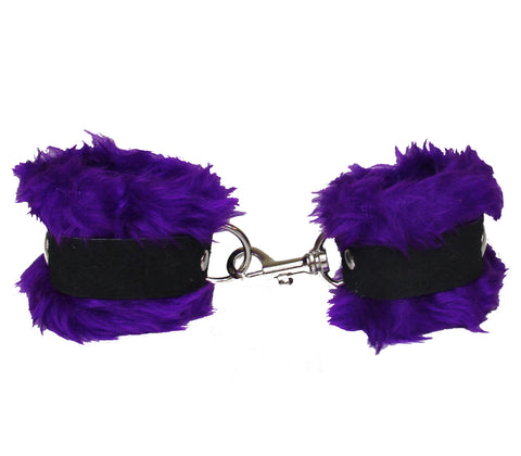HAN011PUR LOVE IN LEATHER FLEECE CUFFS