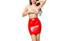 Glossy Kellie Mini Skirt 955049-RED-L