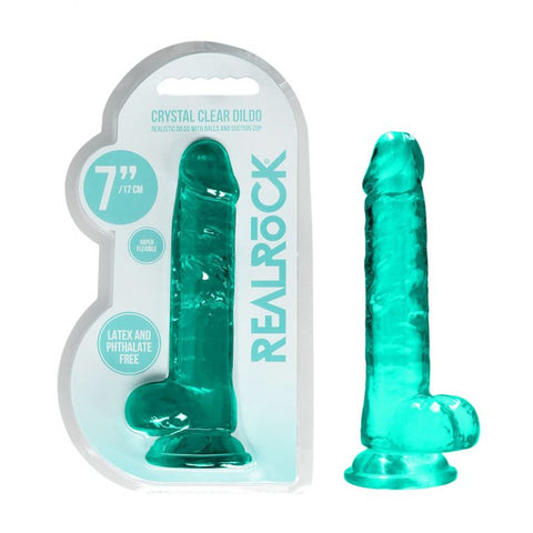 REALROCK 7'' REALISTIC DILDO WITH BALLS - TURQUOISE