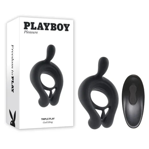 PLAYBOY PLEASURE TRIPLE PLAY COCK RING - RECHARGEABLE - BLACK