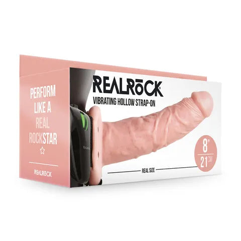 REALROCK Vibrating Hollow Strap-on - 21 cm Flesh