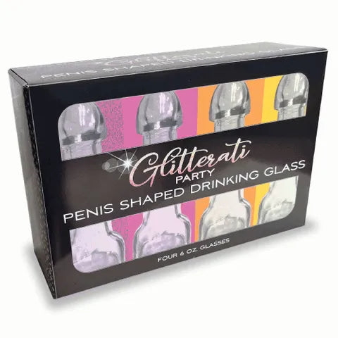 GLITTERATI PENIS 6OZ DRINKING GLASS SET