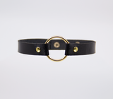 CHO027GLD BLACK CHOKER WITH GOLD RING