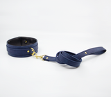 LIL COL047BLU COLLAR & LEASH GOLD HARDWARE BLUE