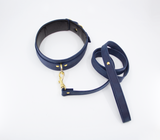 LIL COL047BLU COLLAR & LEASH GOLD HARDWARE BLUE