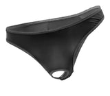 LOVE IN LEATHER BLACK THONG W FRONT HOLE BOXED BMAN425BLK S/M