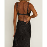 MUSE diamante studded, mesh dress O/S BLK