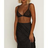 MUSE diamante studded, mesh dress O/S BLK