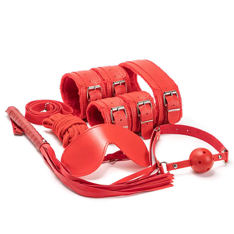 7 Piece Bondage Kit - Red