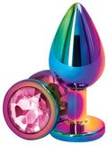 Rear Assets Multicolour Metal Butt Plug Circle Gem Pink Medium