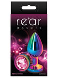 Rear Assets Multicolour Metal Butt Plug Circle Gem Pink Medium