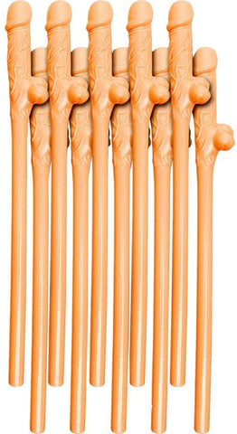 Bachelorette Dicky Sipping Straws 10 Pack Flesh