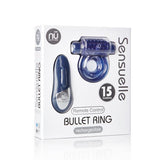 NU Sensuelle Remote Control 15-Function Bullet Rechargeable Penis Ring - Blue