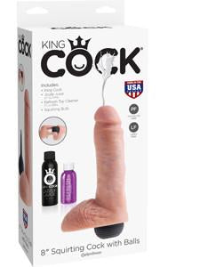 King Cock 8 in. Squirting Cock w/ Balls Flesh