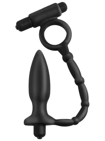 Anal Fantasy Ass-Kicker with Cock Ring - Vibrating Silicone Anal Plug and Penis Ring Combo