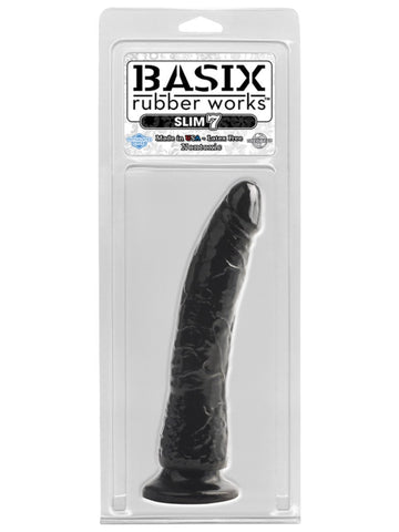 Basix Rubber Works Slim Dong 7in. Black with Suction Cup