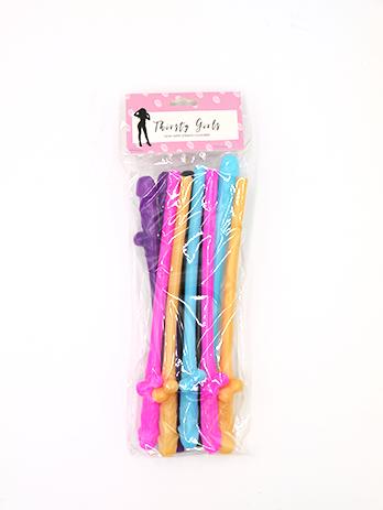 Thirsty Girls 10 Pack Multicoloured Penis Drinking Straws