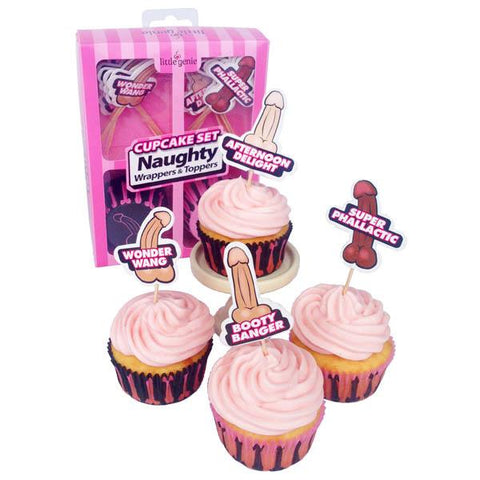 Little Genie Naughty Cupcake Set  - Penis Themed Hens Night Cupcake Wrappers and Toppers