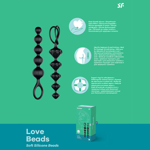 Satisfyer Beads Black 20.5 cm Anal Beads - Set of 2