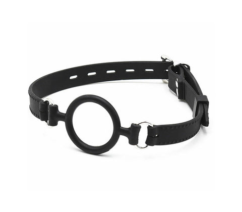 Love In Leather Silicone O Ring Gag Black