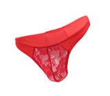 LOVE IN LEATHER LACE THONG W/ LYCRA BOXED 1511A RED S/M