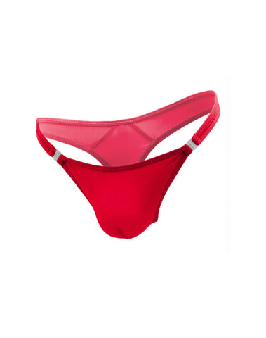 LOVE IN LEATHER QUICK RELEASE THONG BOXED MEN337A RED L/XL