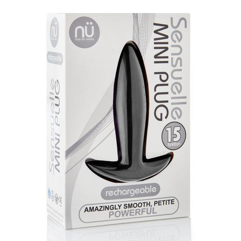NU Sensuelle 15-Function Vibrating Mini-Plug USB Rechargeable - Black Waterproof Anal Toy