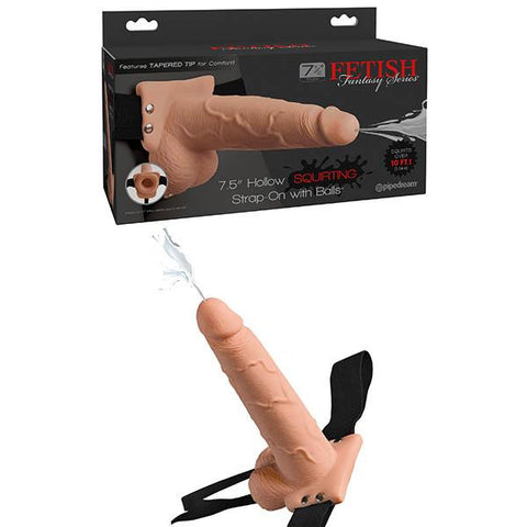 Fetish Fantasy Series 7.5'' Hollow Squirting Strap-On with Balls