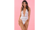 Rene Rolf Sexy Plunge In Lace Teddy White - M/L