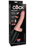 King Cock Plus Triple Threat Rechargeable Vibrating, Thrusting and Warming 6.5 Inch Dong With Testicles - Flesh